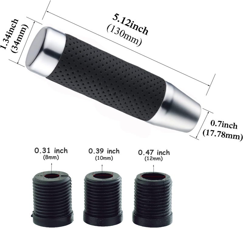 Abfer Weighted Shift Knob Short Stick Gear Shifter Adapter Leather Shift Knobs for Most Automatic Manual Vehicle Trucks,Silver - Image 1